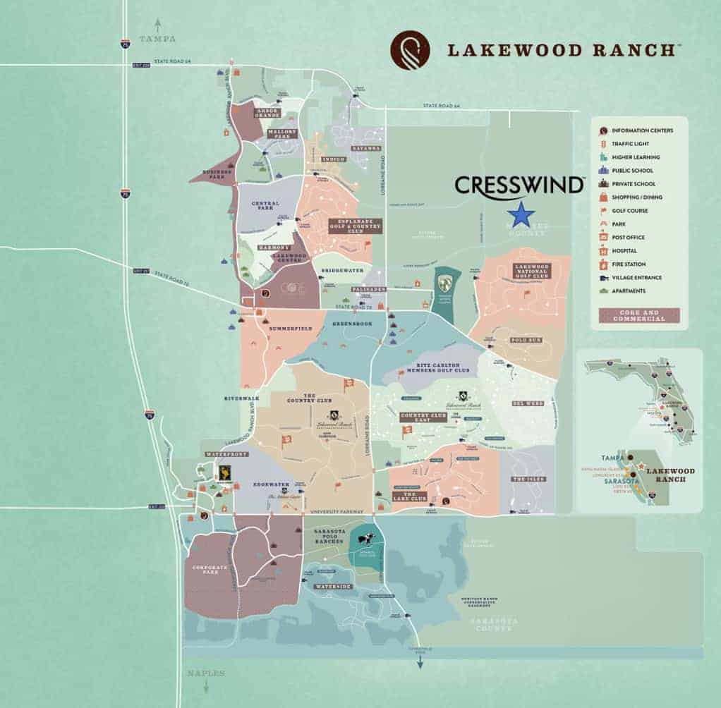 Cresswind Homes in Lakewood Ranch, FL. - Overview Map