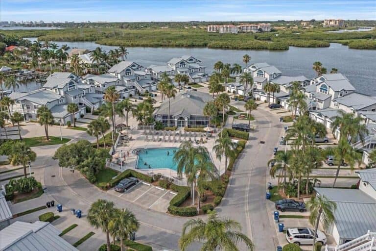 Gulf and Bay Club Bayside Condos in Siesta Key, FL. - Pool Aerial