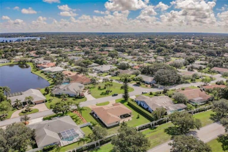 Palm Aire homes in Sarasota, FL. - NEighborhood Aerial