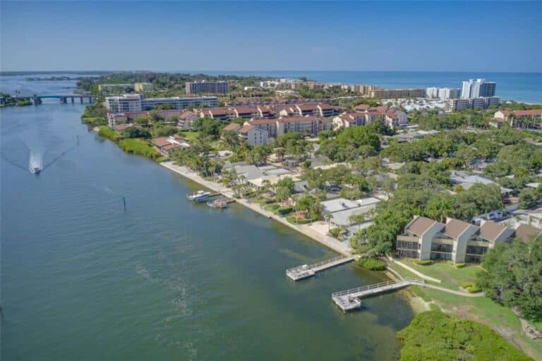 Bay Oaks Condos in Siesta Key, FL. - Bayfront Aerial