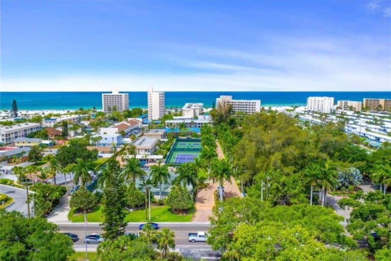 Boca Siesta Condos in Siesta Key, FL. - Gulf View Aerial