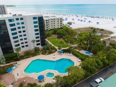 Casarina Condos in Siesta Key, FL. - Pool Aerial