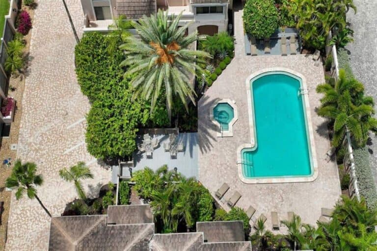 Coquille Condos in Siesta Key, FL. - Pool Aerial