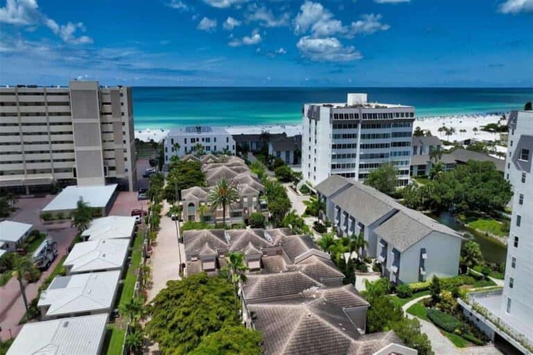 Coquille Condos in Siesta Key, FL. - Waterfront Aerial