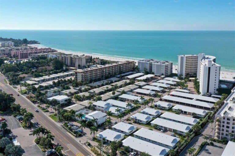 Crystal Sands Condos in Siesta Key, FL. - Waterfront Aerial
