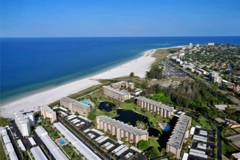 Gulf and Bay Club Condos in Siesta Key, FL. - Waterfront Aerial