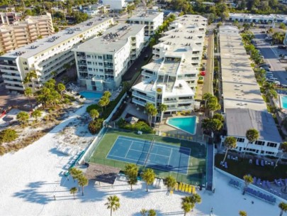 House of the Sun Condos in Siesta Key, FL. - Pool Aerial