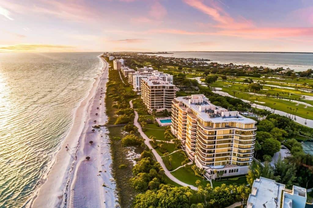 L' Ambiance Condos in Longboat Key, FL. - Waterfront Aerial