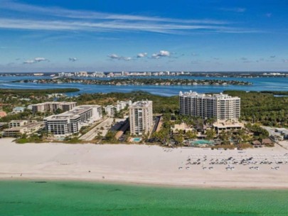 Lido Beach Club Condos in Sarasota, FL - Waterfront Aerial