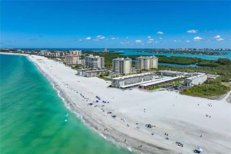 Lido Harbour South Conos in Sarasota, FL. - Aerial of Beach