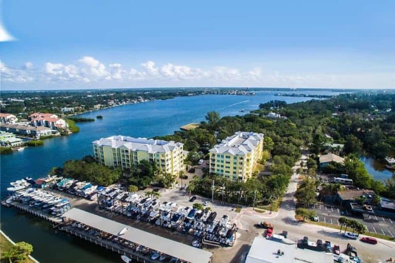 Marina Del Sol Condos in Siesta Key, FL. - Water Aerial