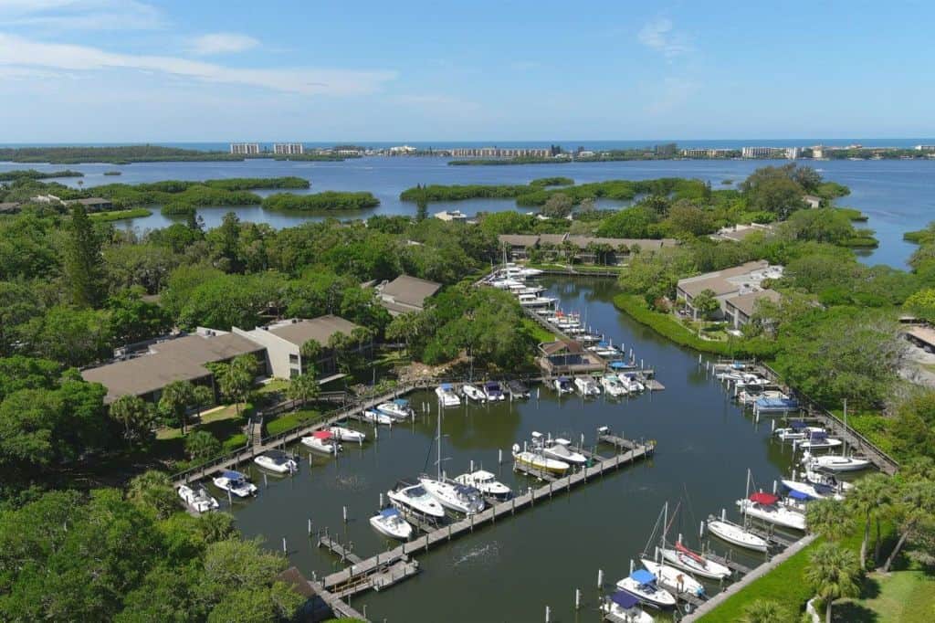 Pelican Cove Condos in Sarasota, FL. - Marina Aerial