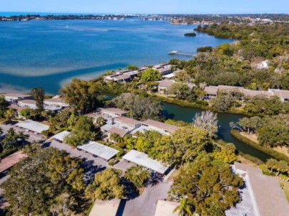 Pelican Cove Condos in Sarasota, FL. - Waterfront Aerial