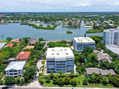 Peppertree Condos in Siesta Key, FL. - Bayfront Aerial