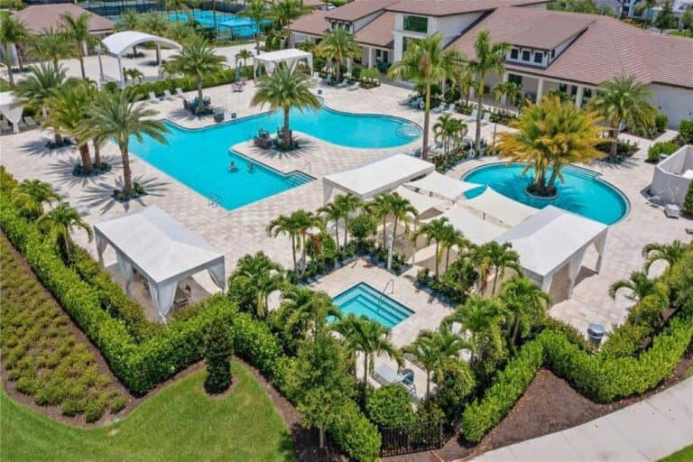 Sarasota FL. 55+ Community Homes - Resort Style Amenities Aerial