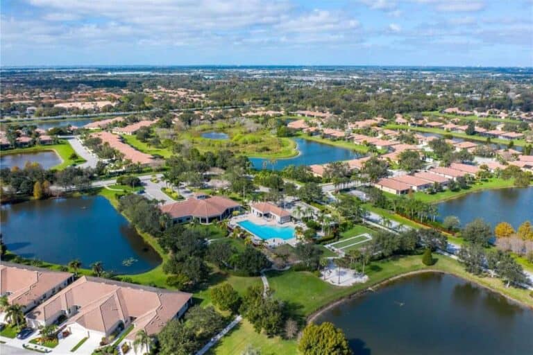 Sarasota FL. 55+ Community Homes - Resort Style Amenities Aerial