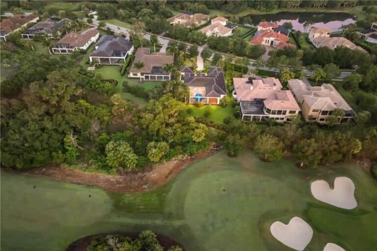 Sarasota FL. Golf Course Homes - Aerial View of Golf Course