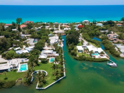 Sarasota FL. Homes with Boat Docks - Aerial Canal Waterfront Home