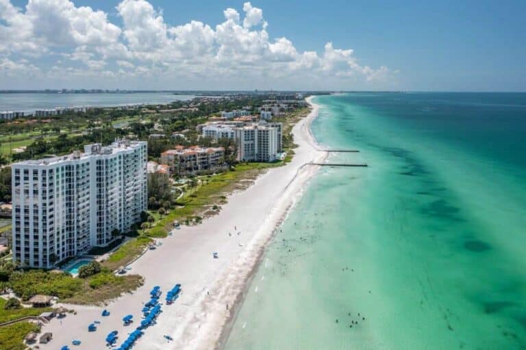 Sea Gate Club Condos in Longboat Key, FL. - Waterfront Aerial