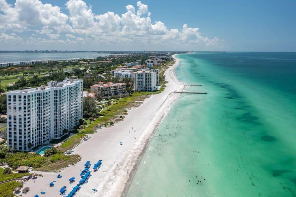 Sea Gate Club Condos in Longboat Key, FL. - Waterfront Aerial