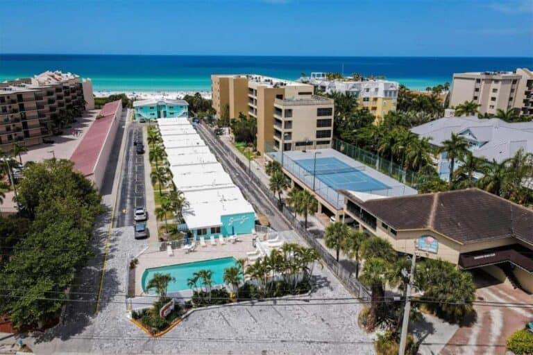 Siesta Sun Condos in Siesta Key, FL. - Beach Aerial