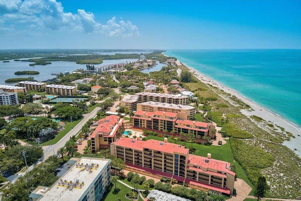 Tortuga Condos in Siesta Key, FL. - Waterfront Aerial