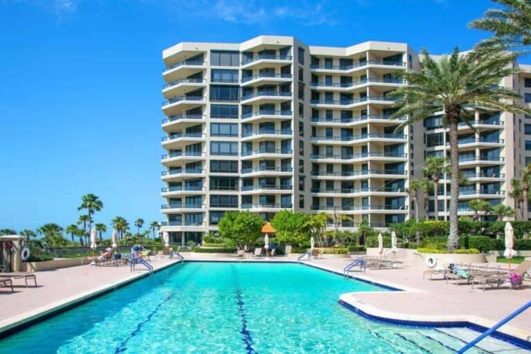 Water Club Condos in Longboat Key, FL. - Building and Pool