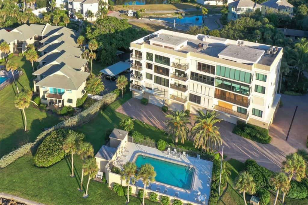 Windward Passage Condos in Siesta Key, FL. - Pool Aerial