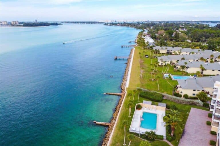 Windward Passage Condos in Siesta Key, FL. - Waterfront Aerial