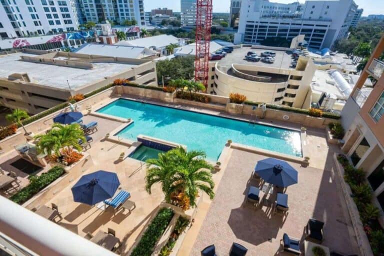 1350 Main Street Condos in Downtown Sarasota, FL. - Pool Aerial