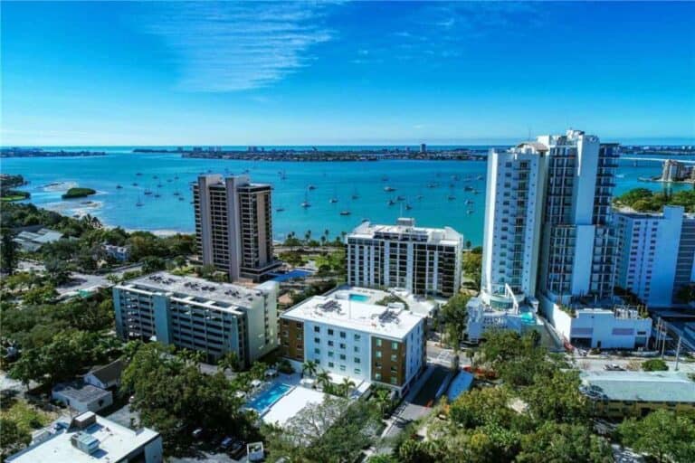 7 One One Palm Condos For Sale in Sarasota, FL. - Aerial View
