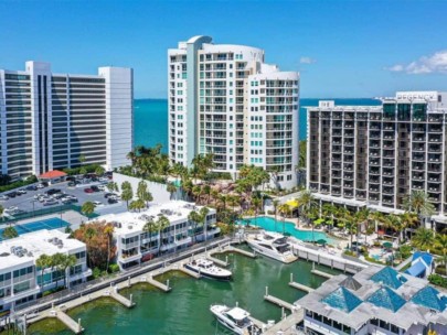 Beau Ciel Condos in Downtown Sarasota, FL. - Waterfront aerial