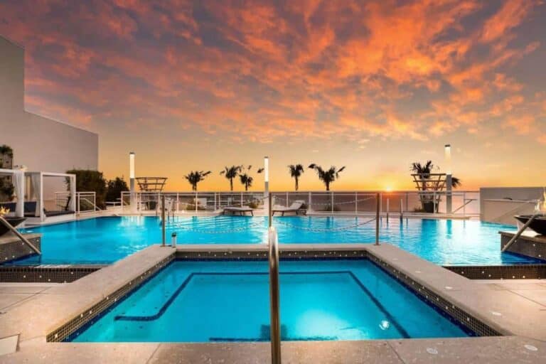 BLVD Sarasota Condos in Downtown Sarasota, FL. - Pool at Sunset