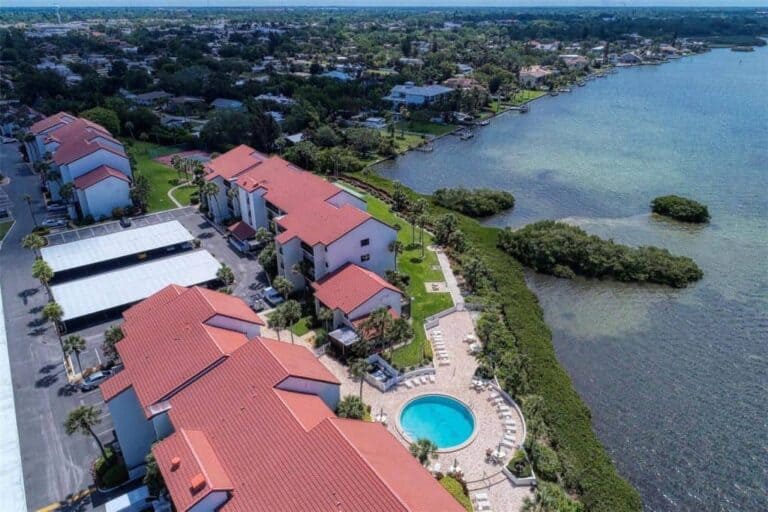 Castel Del Mare Condos in Sarasota, FL. - Pool Aerial