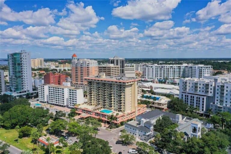 The 101 Condominium Condos in Downtown Sarasota, FL. - Aerial
