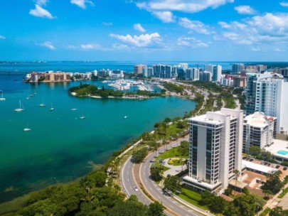 Embassy House Condos in Downtown Sarasota, FL. - Waterfront Aerial