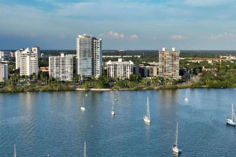 Essex House Condos in Downtown Sarasota, FL. - Waterfront Aerial