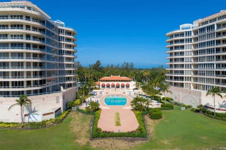Grand Bay Condos in Longboat Key, FL. - Pool Aerial