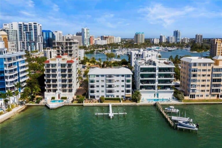 Harbor House Condos in Downtown Sarasota, FL. - Waterfront Aerial