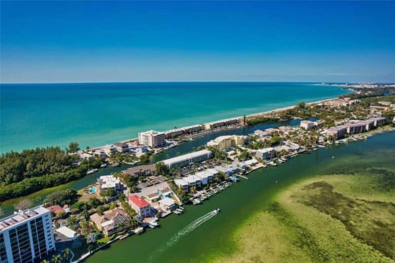 Inlet Condos in Siesta Key, FL. - Gulf Front Aerial