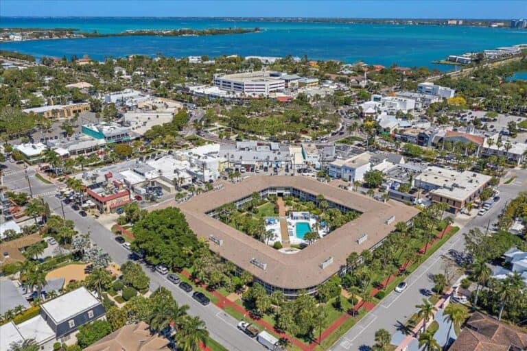 Kingston Arms Condos in Lido Key Sarasota, FL. - Aerial