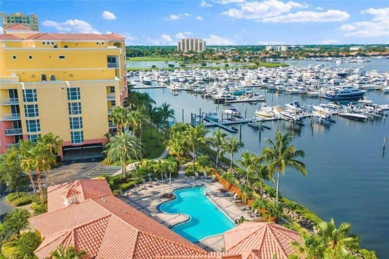Laguna Condos in Riviera Dunes Palmetto, FL. - Pool Aerial