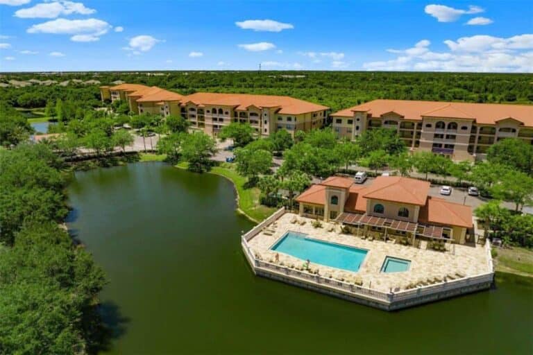 Lake Vista Residences Condos in Lakewood Ranch, FL. - Pool Aerial