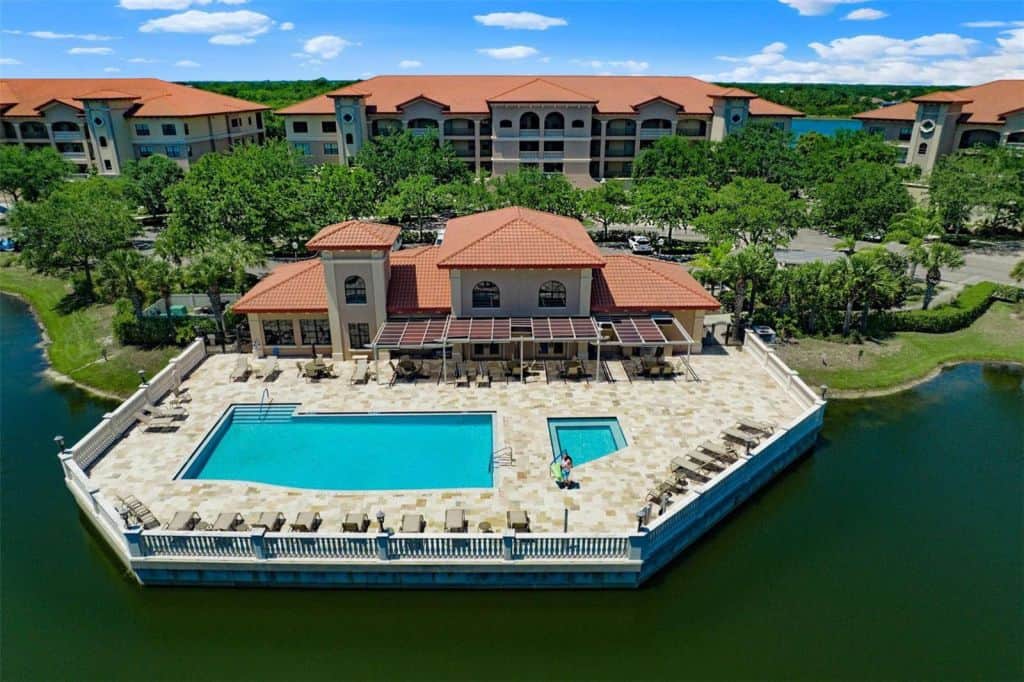 Lake Vista Residences Condos in Lakewood Ranch, FL. - Pool Aerial