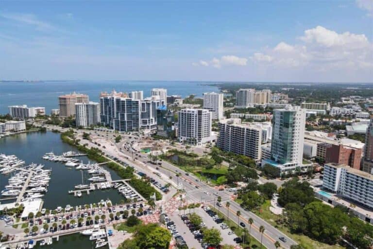 Marina Tower Condos in Downtown Sarasota, FL. - Aerial