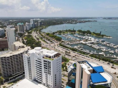 Marina Tower Condos in Downtown Sarasota, FL. - Aerial View