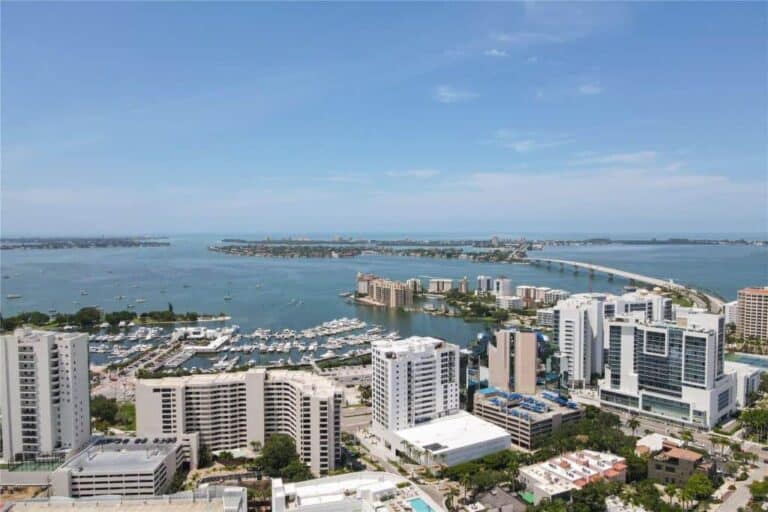 Marina Tower Condos in Downtown Sarasota, FL. - Aerial