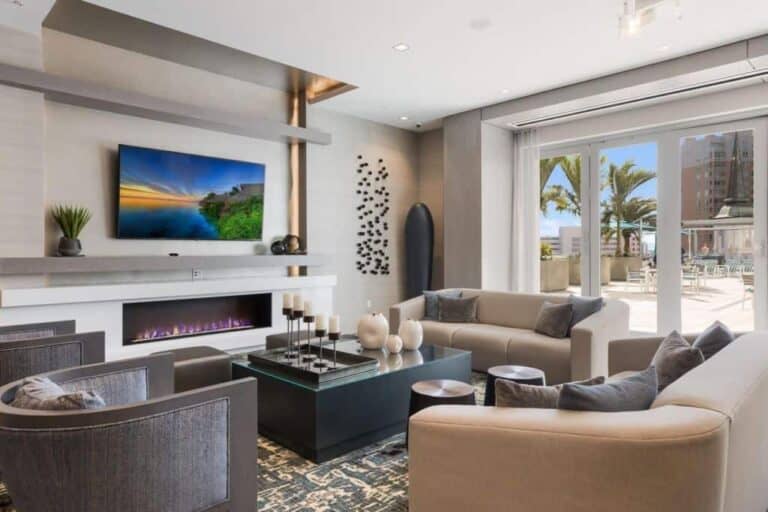 Mark Sarasota Condos in Downtown Sarasota, FL. - Clubroom Fireplace