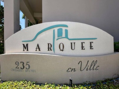 Marquee En Ville Condos For Sale in Downtown Sarasota, FL.- Entrance Sign