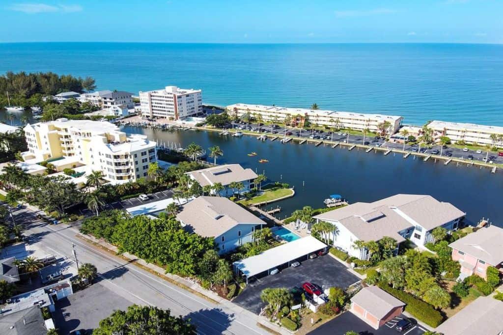 Moorings Condos in Siesta Key, FL. - Waterfront Aerial